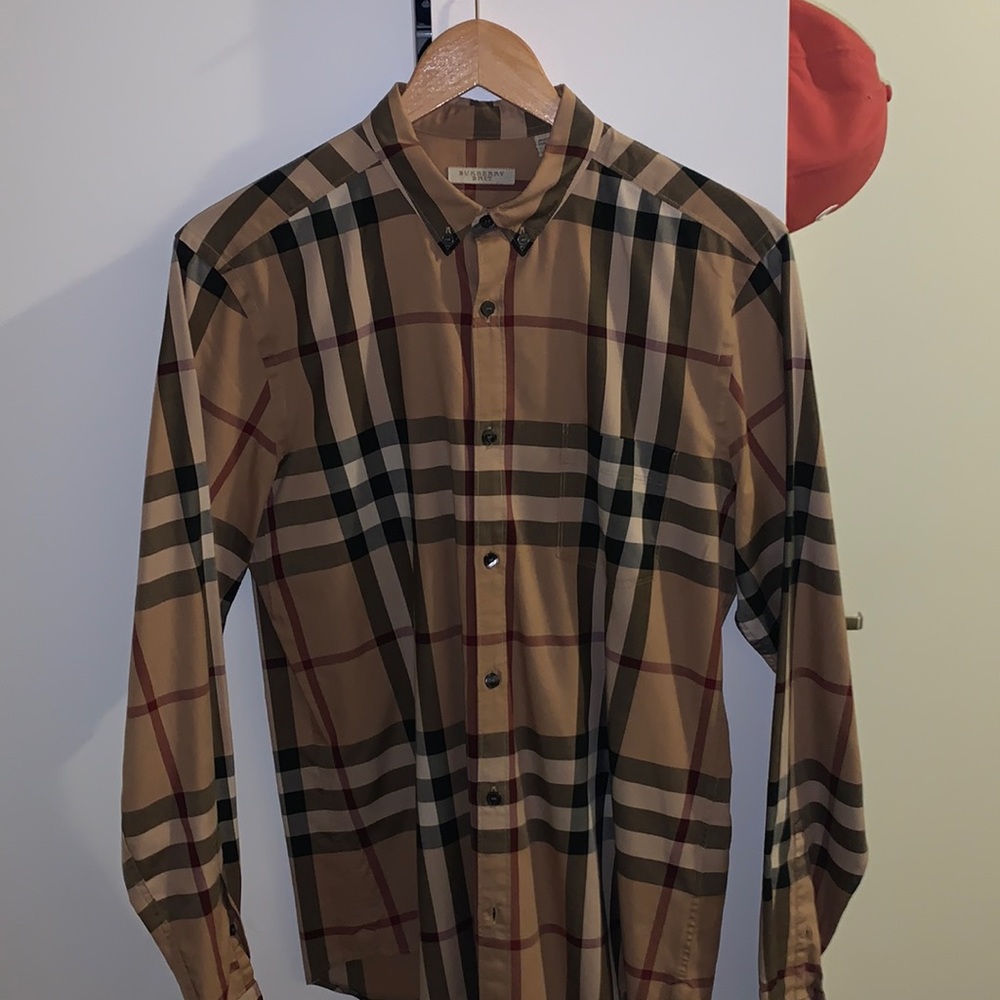 Mens RARE Discontinued Medium Check Burberry Dress Shit - like new - MEDIUM